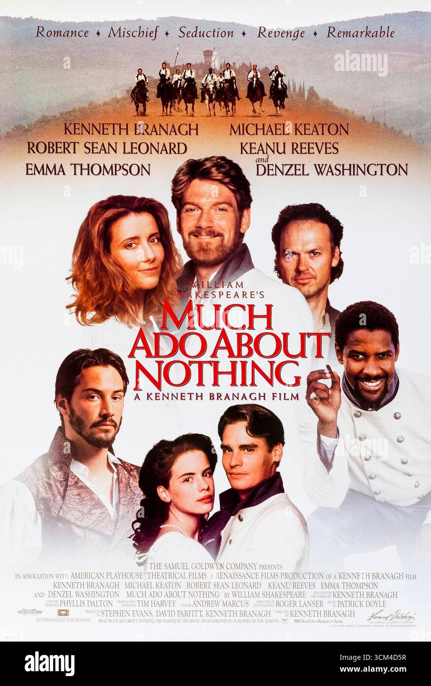 Much Ado About Nothing (1993) diretto da Kenneth Branagh e interpretato da Kenneth Branagh, Emma Thompson e Denzel Washington. Il racconto di Shakespeare di amanti spiritosi, inganni e riconciliazione viene portato in vita in una campagna italiana illuminata dal sole. Fotografia di un poster originale del 1993 USA a un foglio SOLO PER USO EDITORIALE. Credito: BFA / Samuel Goldwyn Company Foto Stock