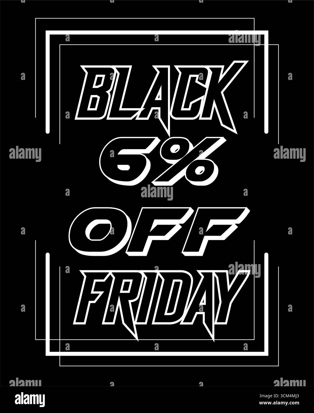 Promozione Black friday con testo in grassetto bianco su sfondo nero Illustrazione Vettoriale