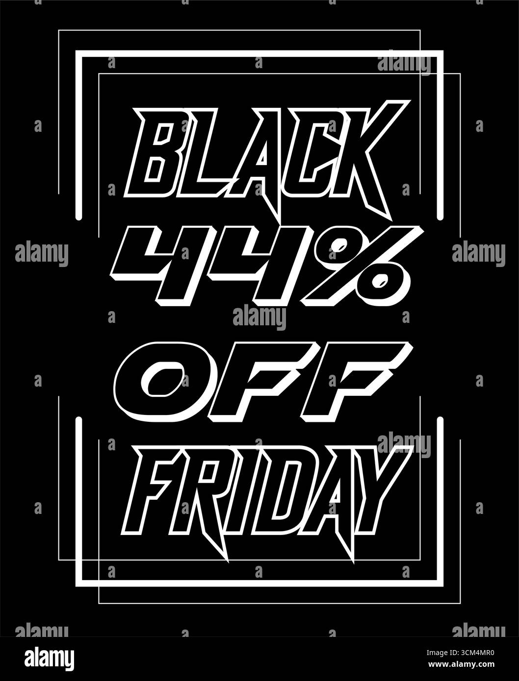 Promozione Black friday con testo in grassetto bianco su sfondo nero Illustrazione Vettoriale