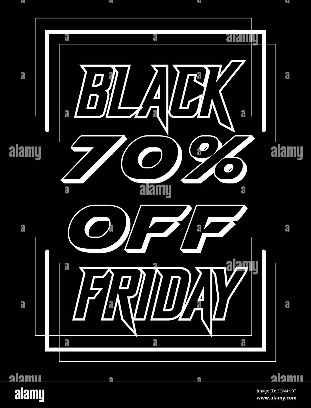 Promozione Black friday con testo in grassetto bianco su sfondo nero Illustrazione Vettoriale