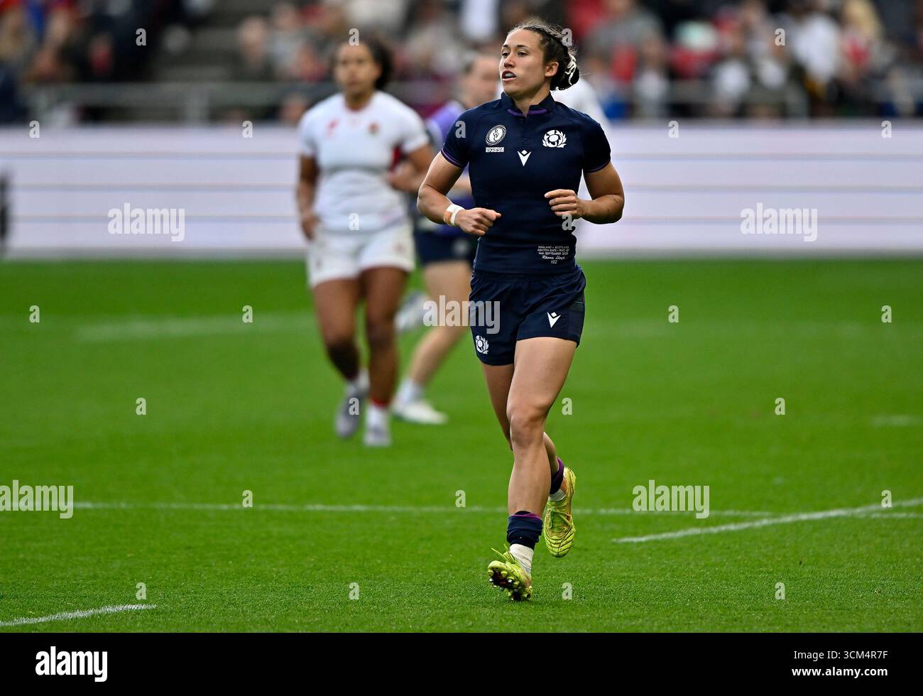 Bristol, Regno Unito. 14 settembre 2025. Coppa del mondo di rugby femminile. Inghilterra V Scozia. Ashton Gate Stadium. Bristol. Rhona Lloyd (Scozia) durante la partita di rugby 4 della Coppa del mondo di rugby femminile Inghilterra V Scotland. Crediti: Sport in foto/Alamy Live News Foto Stock