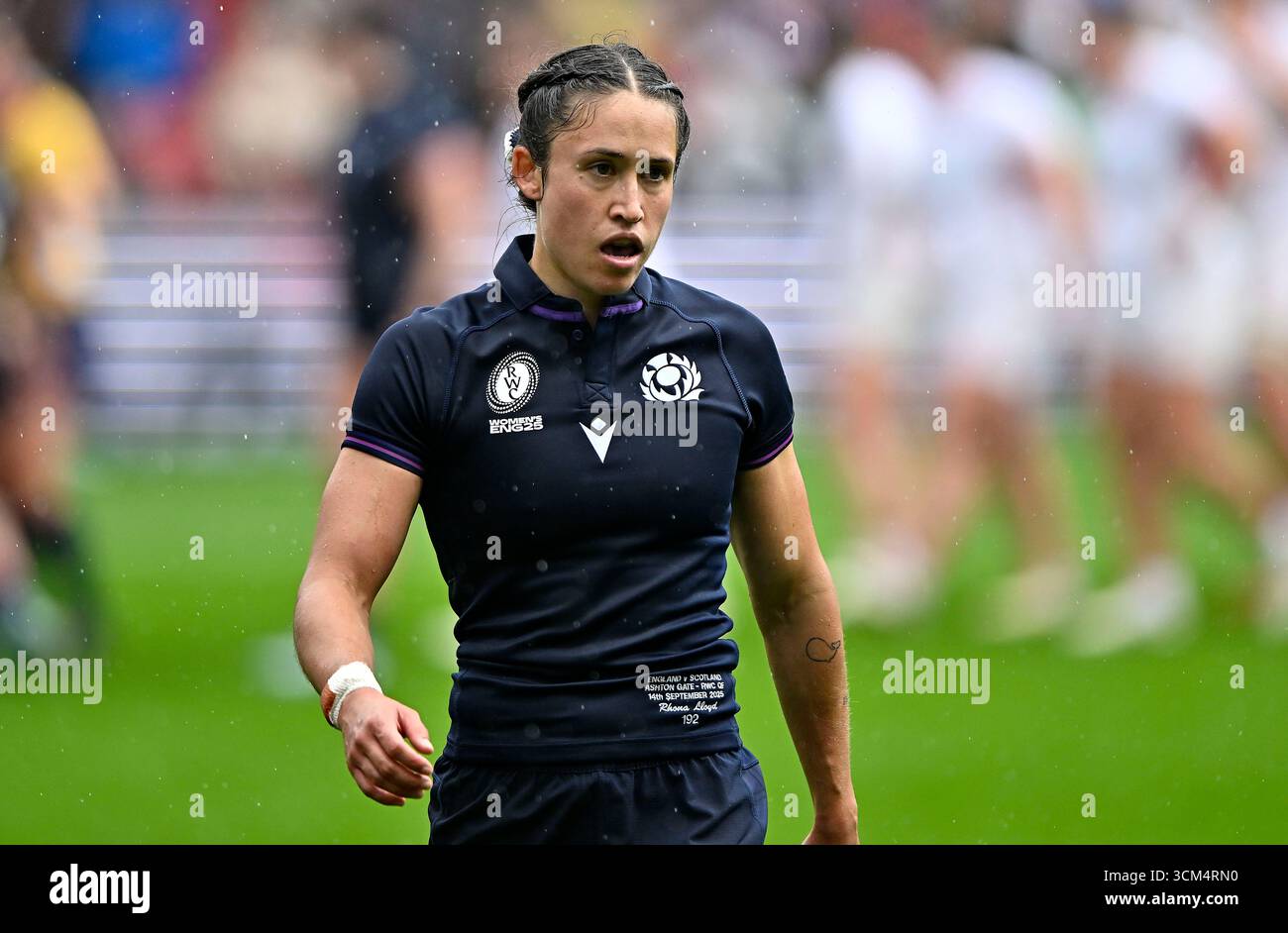 Bristol, Regno Unito. 14 settembre 2025. Coppa del mondo di rugby femminile. Inghilterra V Scozia. Ashton Gate Stadium. Bristol. Rhona Lloyd (Scozia) durante la partita di rugby 4 della Coppa del mondo di rugby femminile Inghilterra V Scotland. Crediti: Sport in foto/Alamy Live News Foto Stock