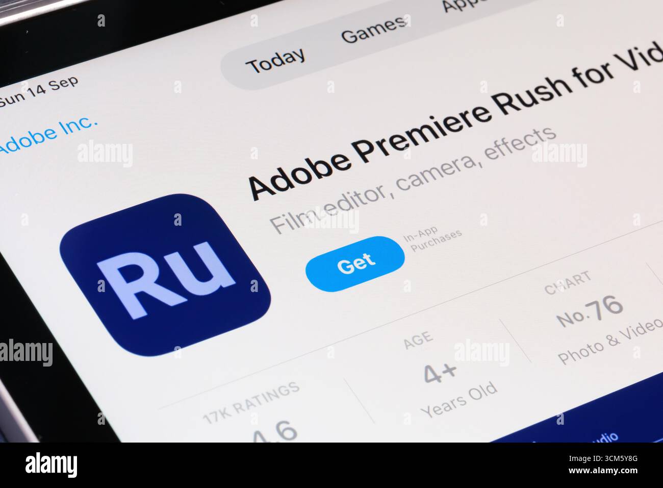 App Adobe Premiere Rush Foto Stock