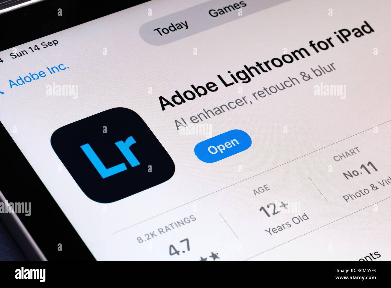 App Adobe Lightroom per iPad Foto Stock