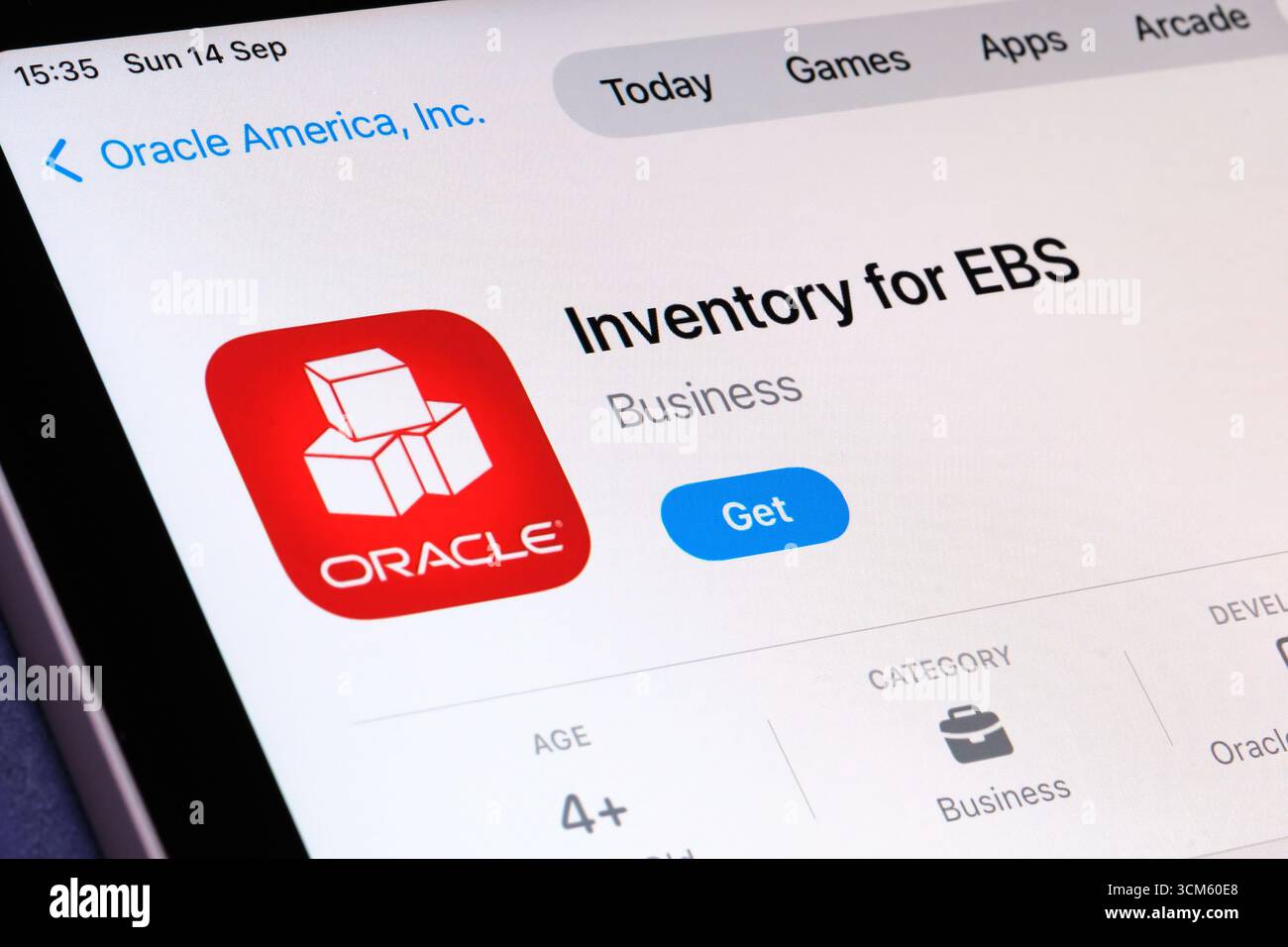Inventario per EBS app Foto Stock