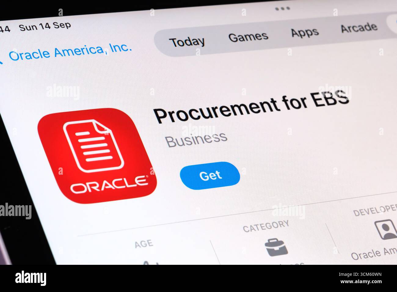 Approvvigionamento per EBS app Foto Stock