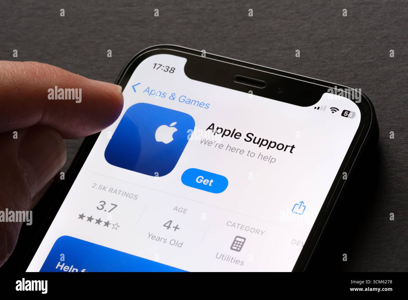 App di supporto Apple Foto Stock