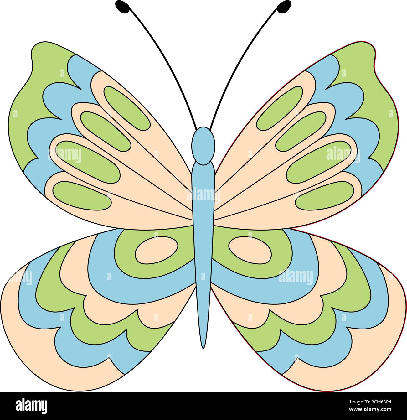 Stile piatto colorato a farfalla retro Groovy Illustrazione Vettoriale Stile piatto colorato a farfalla retro Groovy Illustrazione Vettoriale
