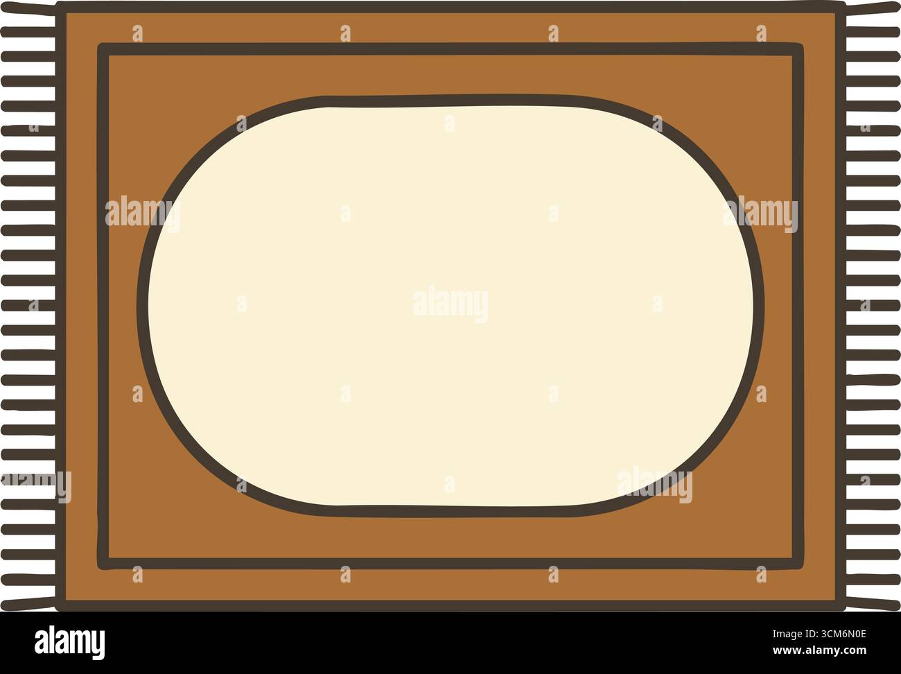 Una scheda retrospettiva orizzontale con lati a strisce e un'area centrale arrotondata morbida pronta per testo o grafica Illustrazione Vettoriale