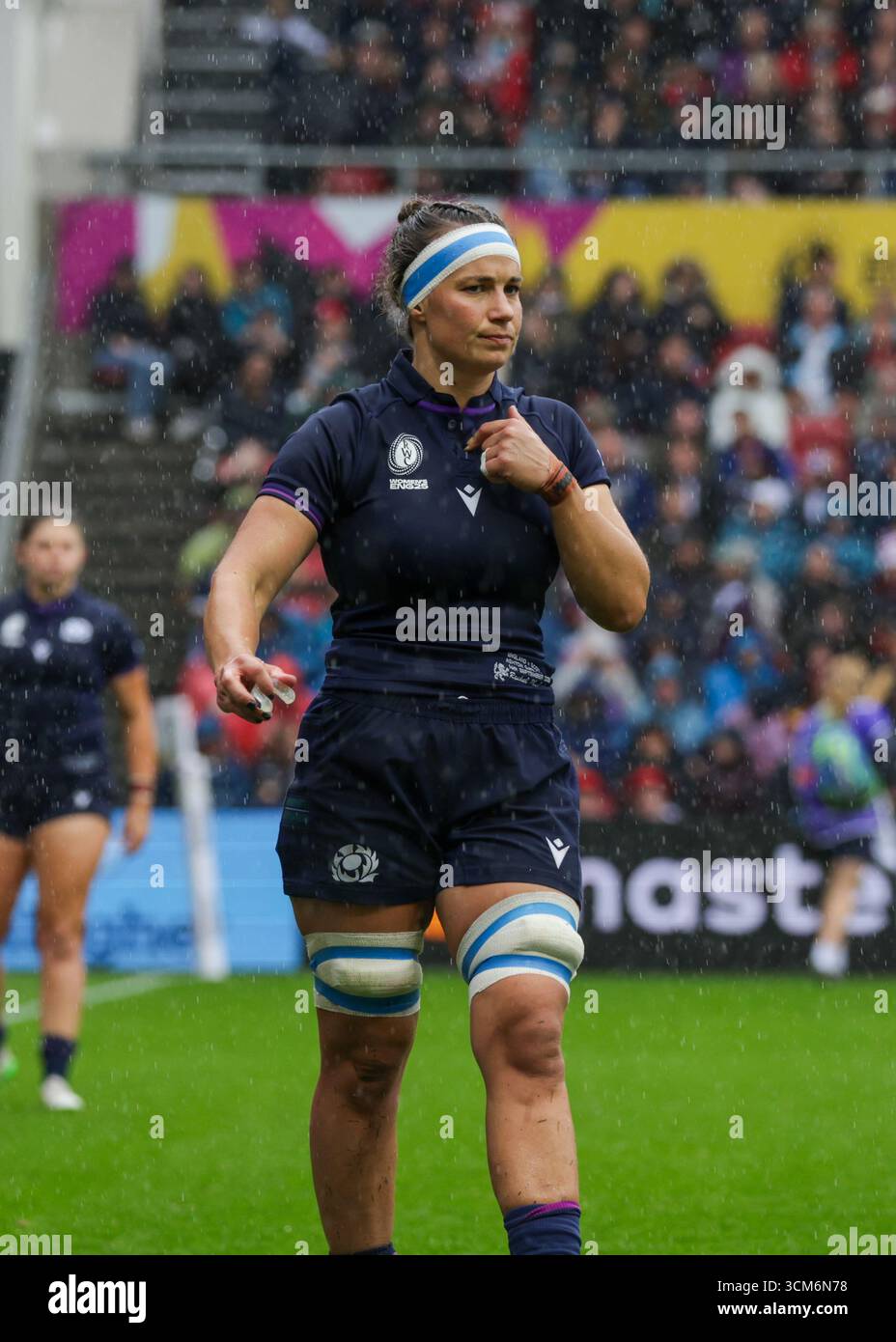 Bristol, Regno Unito. 14 agosto 2025. Rachel Malcolm (Capitano) (SCO) durante la partita di Coppa del mondo di rugby Inghilterra contro Scozia all'Ashton Gate Stadium. SOLO PER USO EDITORIALE. NON PER USO COMMERCIALE. Bristol, Regno Unito © ️ crediti: Elsie Kibue/Alamy Live News Foto Stock