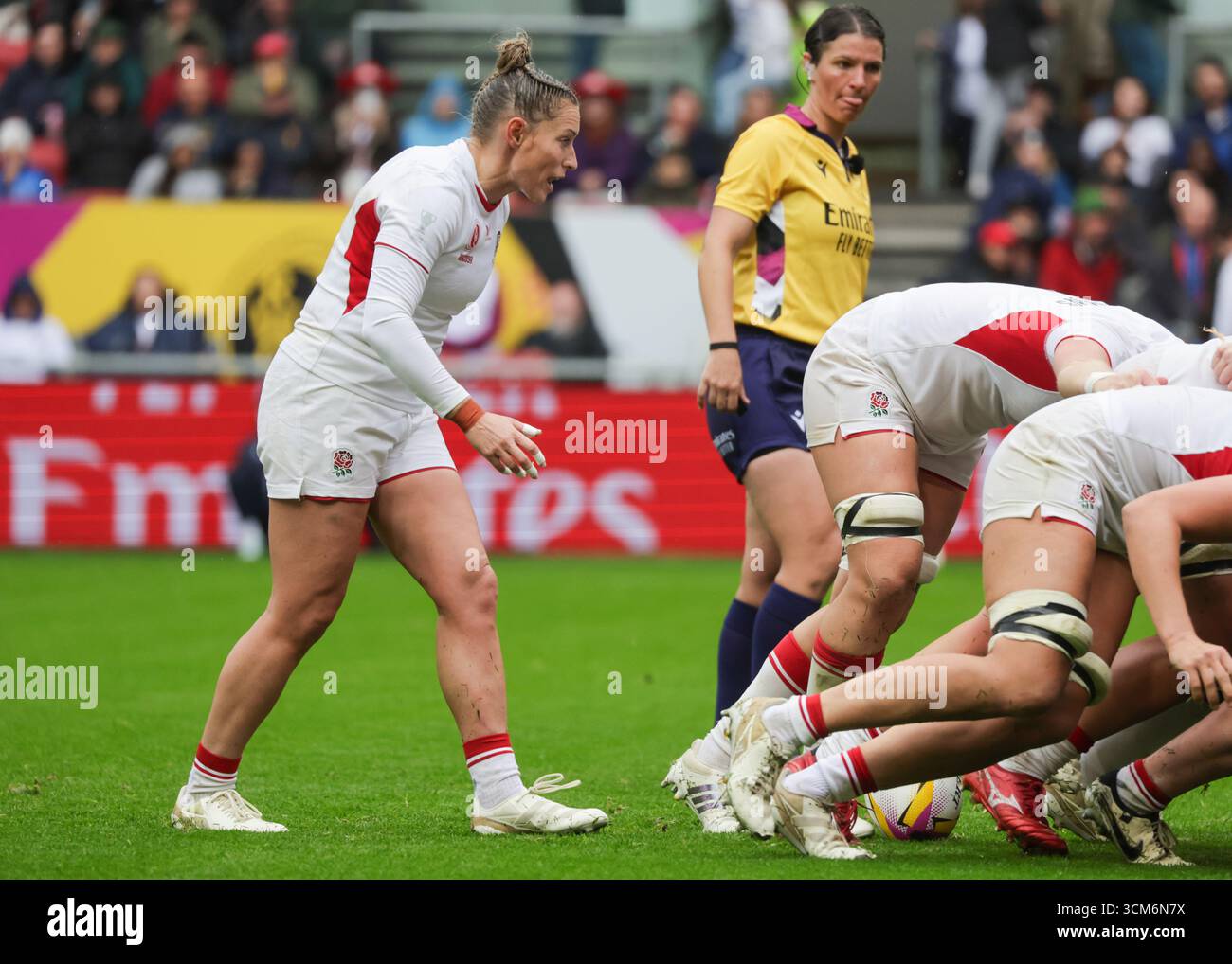 Bristol, Regno Unito. 14 agosto 2025. Natasha Hunt (ENG) durante la partita di Coppa del mondo di rugby Inghilterra contro Scozia all'Ashton Gate Stadium. SOLO PER USO EDITORIALE. NON PER USO COMMERCIALE. Bristol, Regno Unito © ️ crediti: Elsie Kibue/Alamy Live News Foto Stock