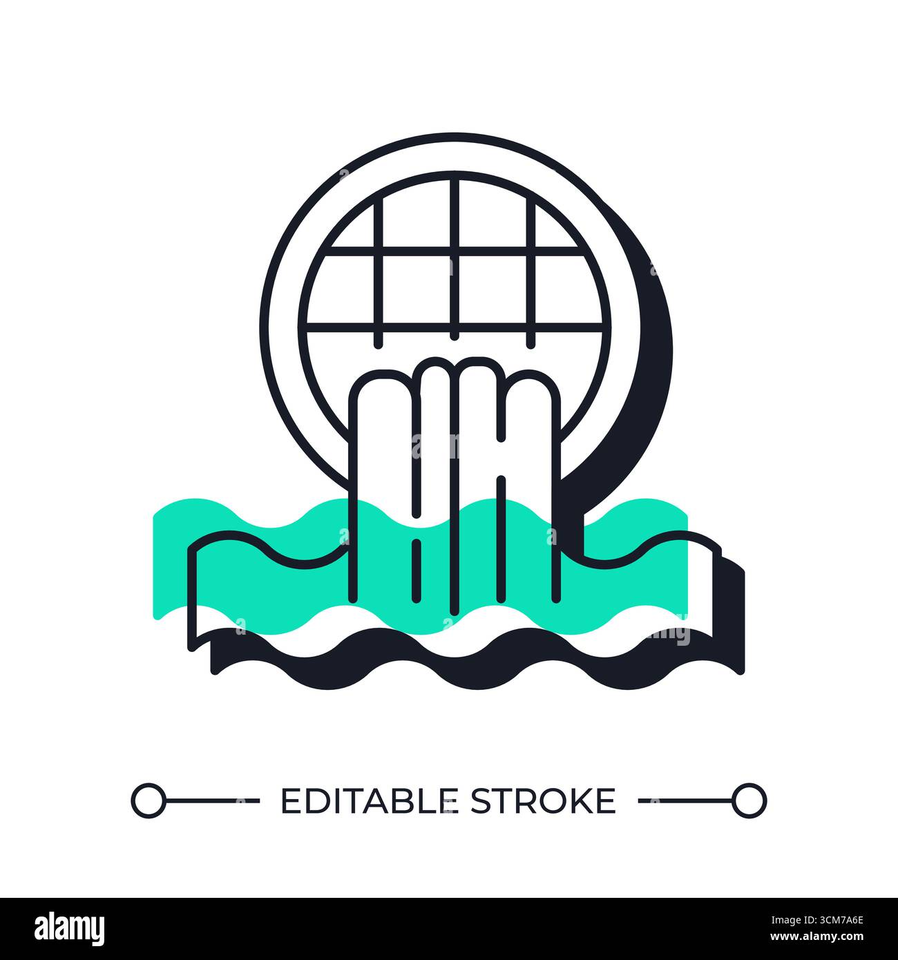 Gocciolamento di acque reflue dall'icona della linea ombra offset del tubo Illustrazione Vettoriale