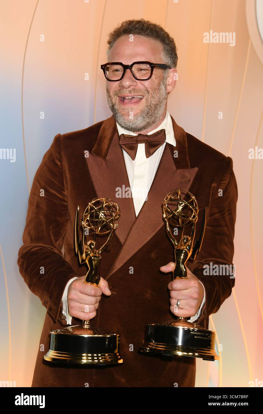 West Hollywood, circa 14 settembre 2025. Seth Rogen all'Apple TV Primetime Emmy Party a Ysabel a West Hollywood, California, il 14 settembre 2025. Crediti: Jeffrey Mayer/Media Punch/Alamy Live News Foto Stock