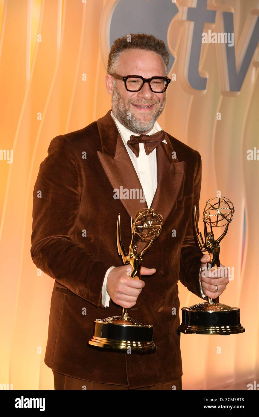 West Hollywood, circa 14 settembre 2025. Seth Rogen all'Apple TV Primetime Emmy Party a Ysabel a West Hollywood, California, il 14 settembre 2025. Crediti: Jeffrey Mayer/Media Punch/Alamy Live News Foto Stock