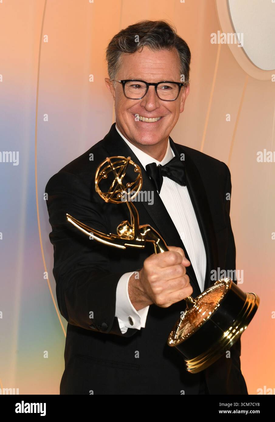 West Hollywood, circa 14 settembre 2025. Stephen Colbert all'Apple TV Primetime Emmy Party a Ysabel a West Hollywood, California, il 14 settembre 2025. Crediti: Jeffrey Mayer/Media Punch/Alamy Live News Foto Stock