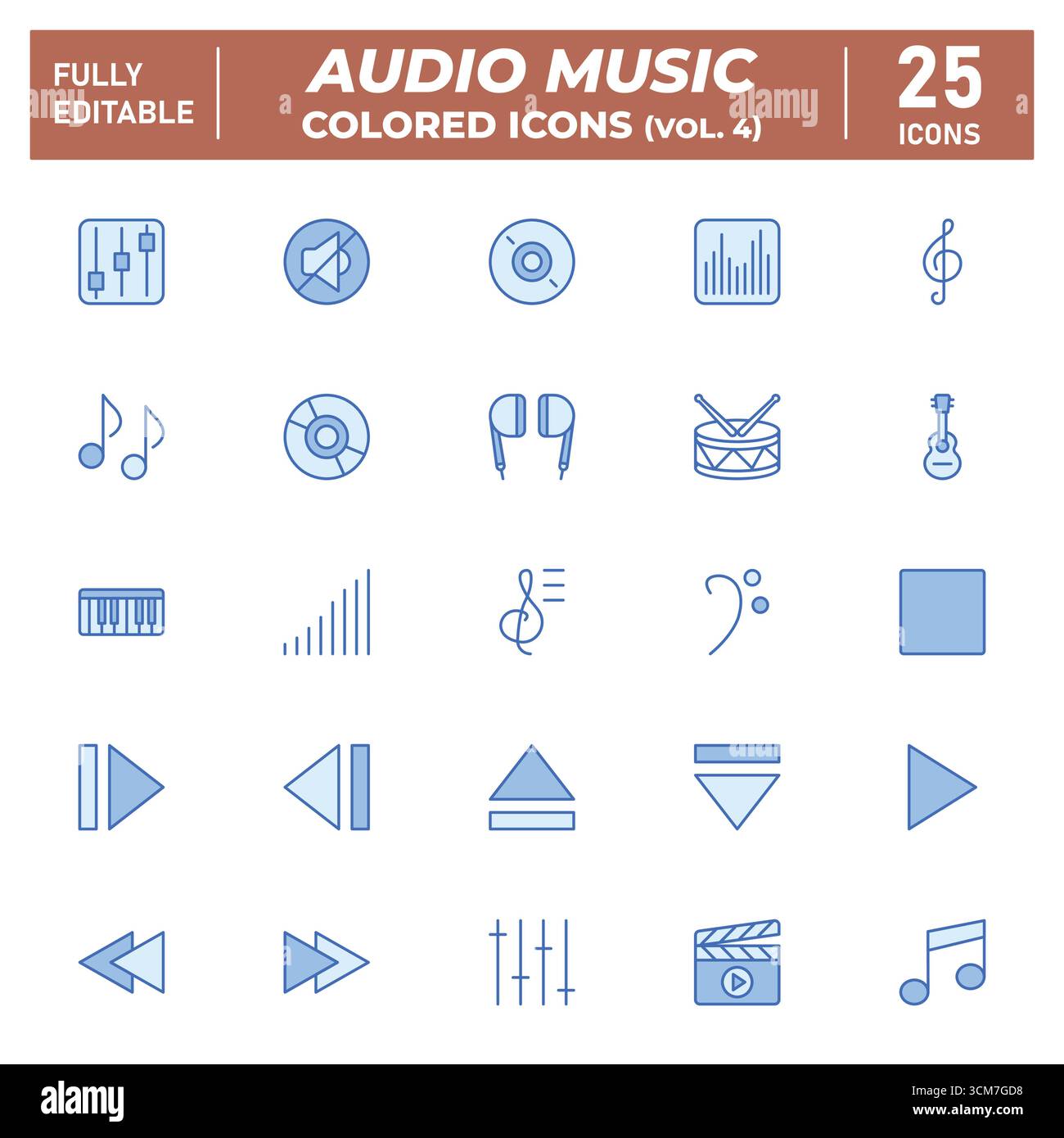 Icone a colori audio musica (Vol. 4) Illustrazione Vettoriale