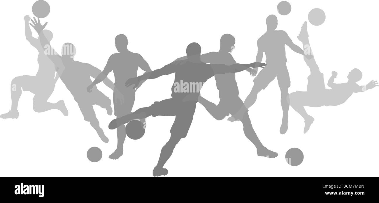 Silhouette per calciatori Illustrazione Vettoriale