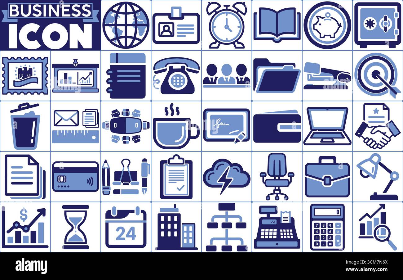 Set icone aziendali - simboli Office, Finance e Corporate Vector Illustrazione Vettoriale