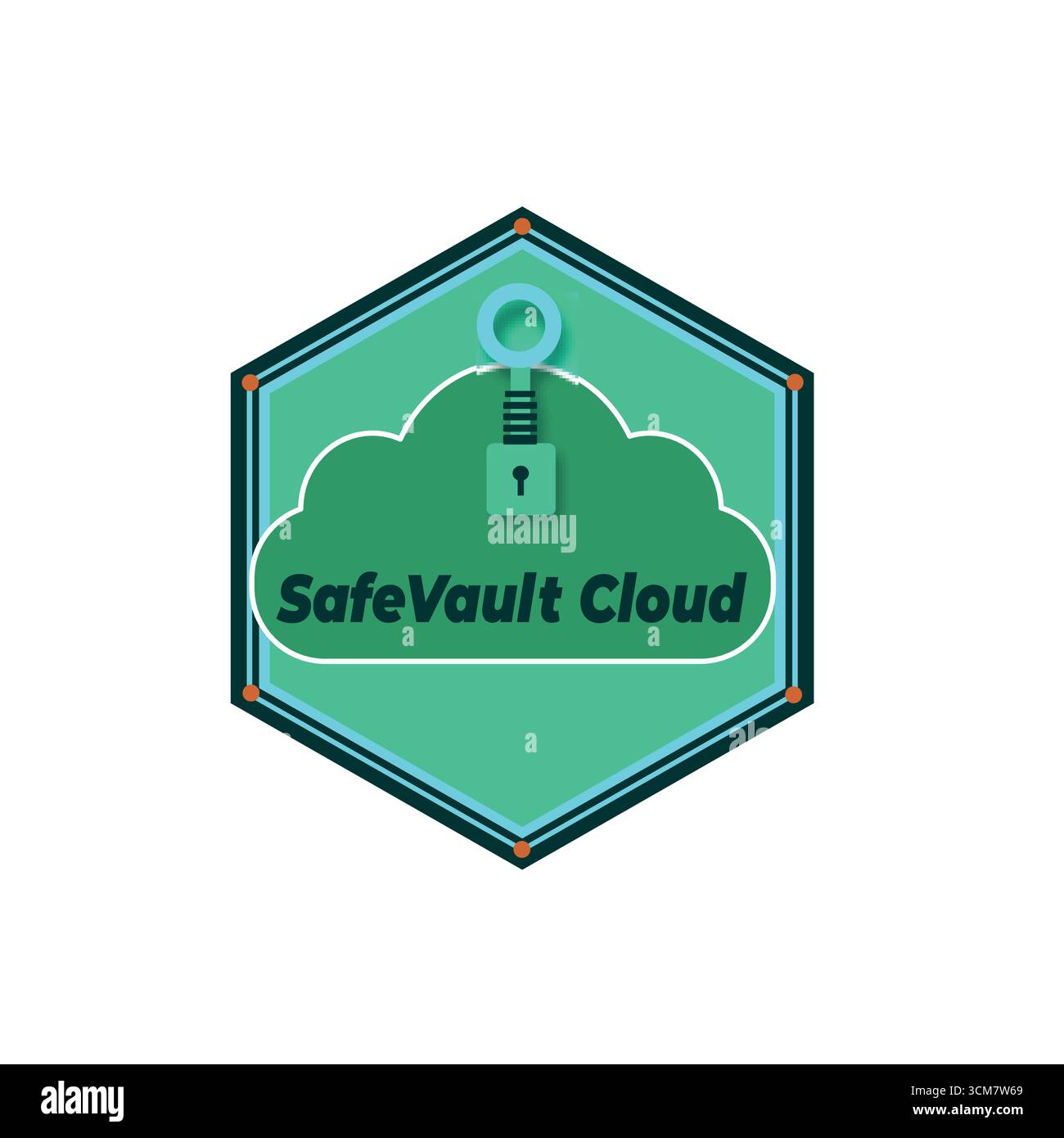 Icona dell'app aziendale SafeVault Cloud: Simbolo di protezione dati Illustrazione Vettoriale