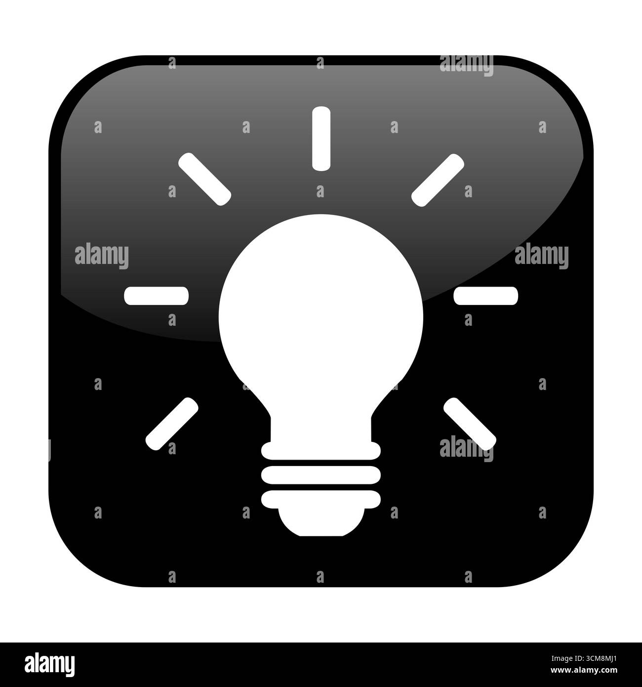 Il pulsante nero con icona mostra: Lampadina, innovazione, creatività o suggerimenti Foto Stock