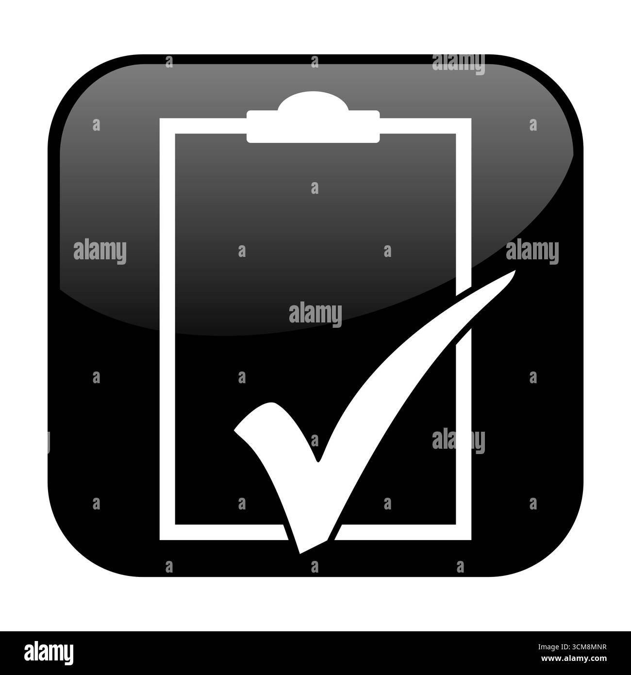 Il pulsante nero con icona mostra: Appunti con gancio - elenco di controllo Foto Stock