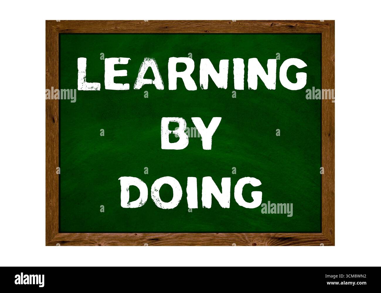 Imparare facendo - Tavola verde con telaio in legno marrone Foto Stock