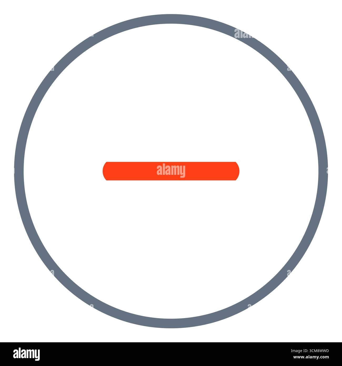 Icona rossa meno nel cerchio come simbolo per aggiungere, aggiungere o positivo Foto Stock