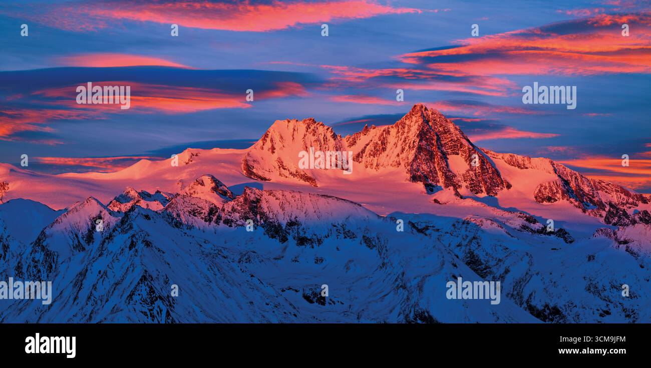 Großglockner alla luce della sera, Tirolo orientale Foto Stock