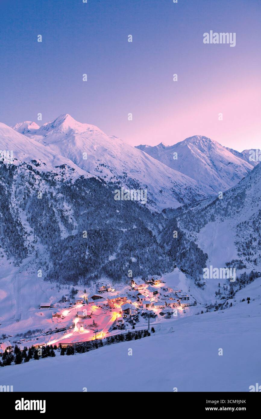 Serata invernale a Vent, Tirolo Foto Stock