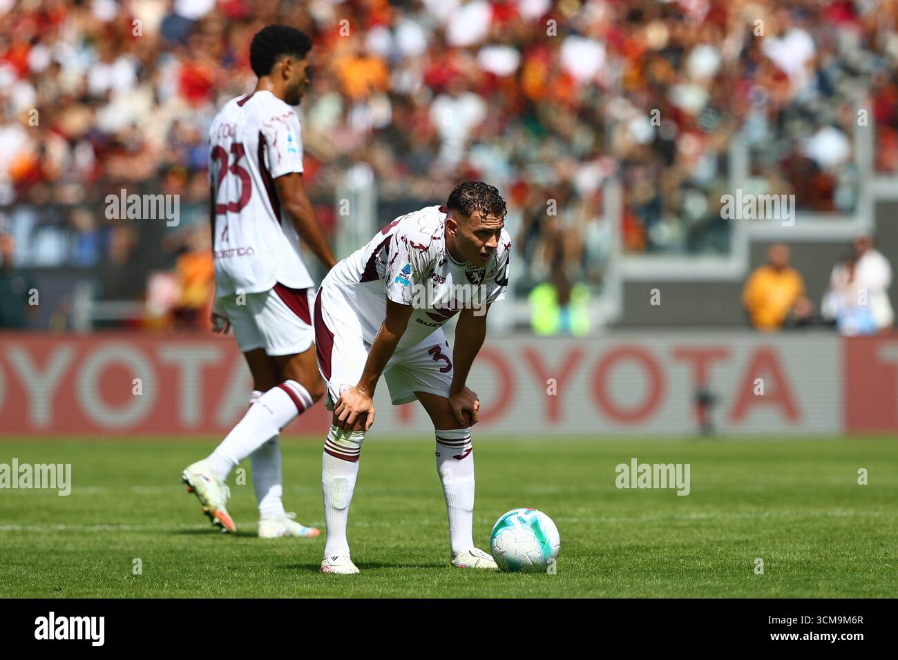 Roma, Italia. 14 settembre 2025. Kristjan Asllani del Torino durante il campionato italiano di serie A tra AS Roma e Torino FC il 14 settembre Foto Stock