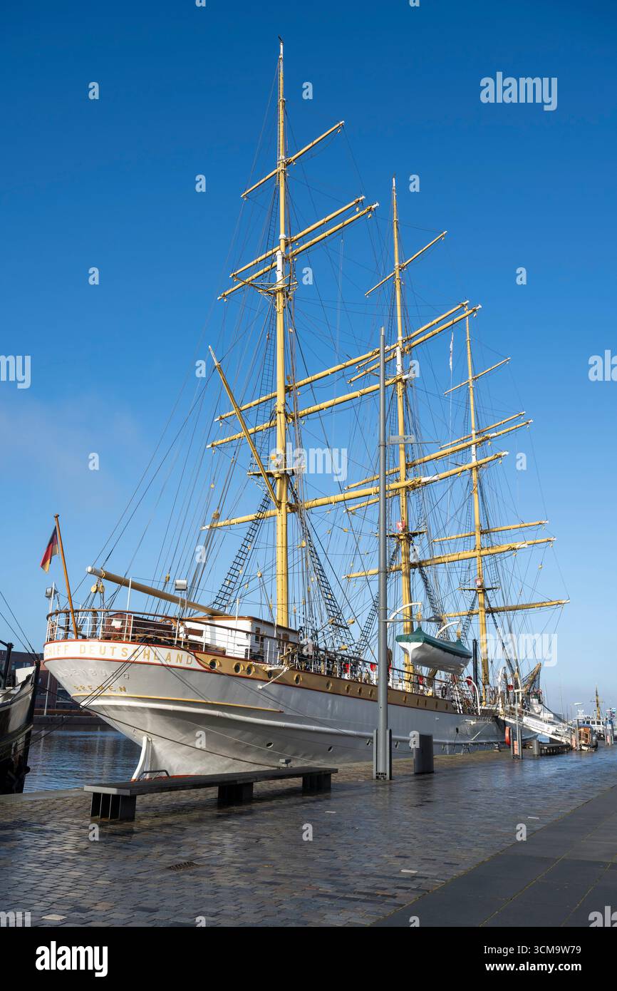 Nave scuola Germania, nave a vela, New Harbor, Havenwelten, Bremerhaven, Brema, Germania Foto Stock