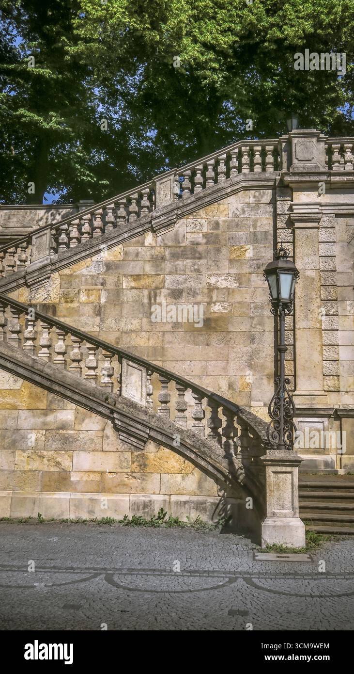 Scalinata per l'angelo della pace sulla Prinzregentenstrasse a Bogenhausen a Monaco di Baviera, costruita tra il 1896 e il 1899. Foto Stock