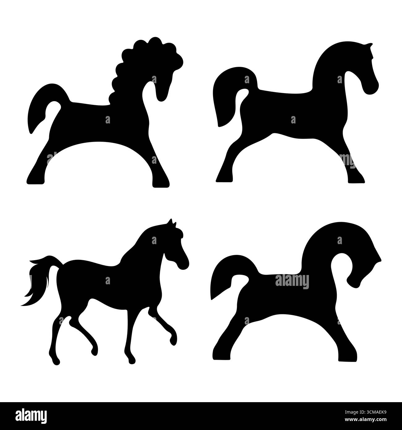 Serie di sagome a cavallo illustrazione vettoriale. Ideale per progetti creativi, loghi, decorazioni o materiali didattici. Ideale per progetti creativi. Illustrazione Vettoriale