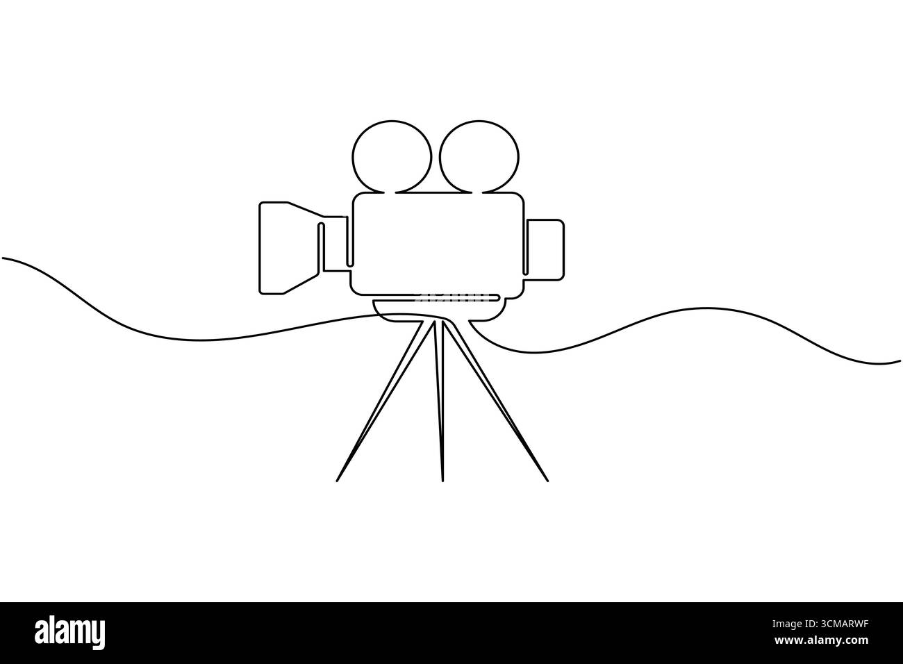 Ripresa continua su una linea di massima per i concetti di produzione di film, media e video Illustrazione Vettoriale