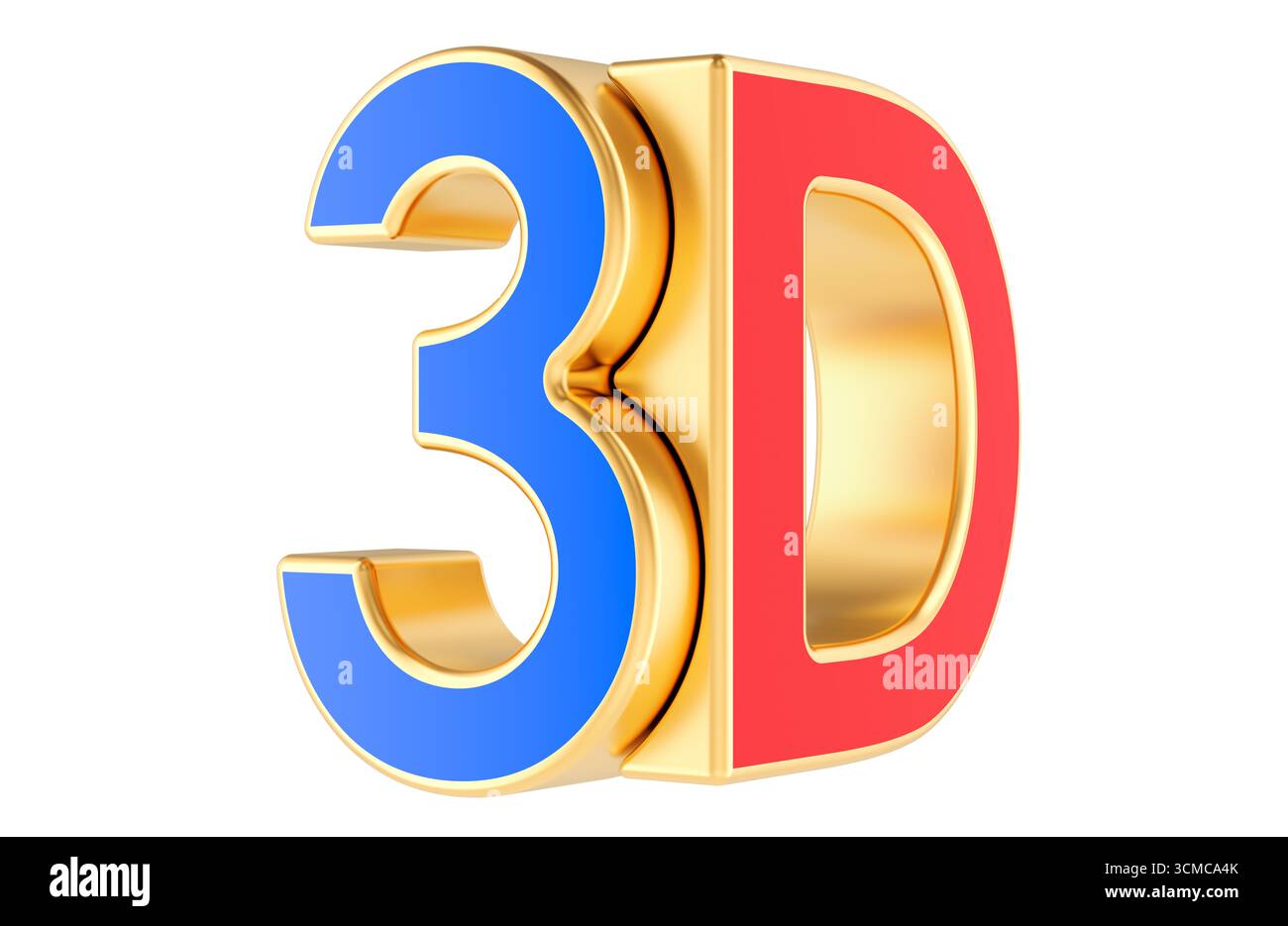 Logotipo 3D, icona filmato grafico. Rendering 3D isolato su sfondo bianco Foto Stock