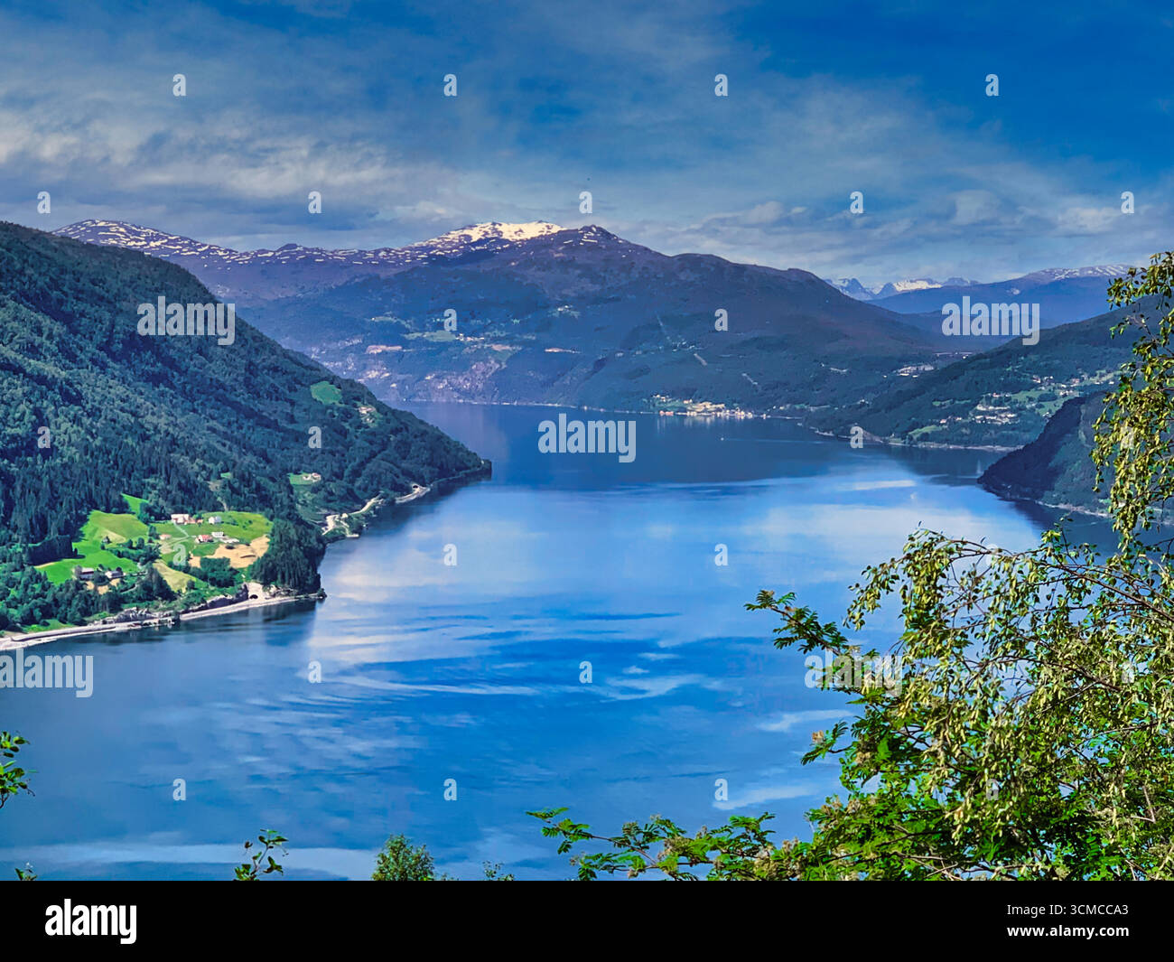 Lungo la costa in una mattina nebbiosa, Dalesundet, Solund, Vestland, Norvegia; canale di vetro, scogli, isolotti rivestiti di pino e luce pastello soffusa. Illustrazione Vettoriale