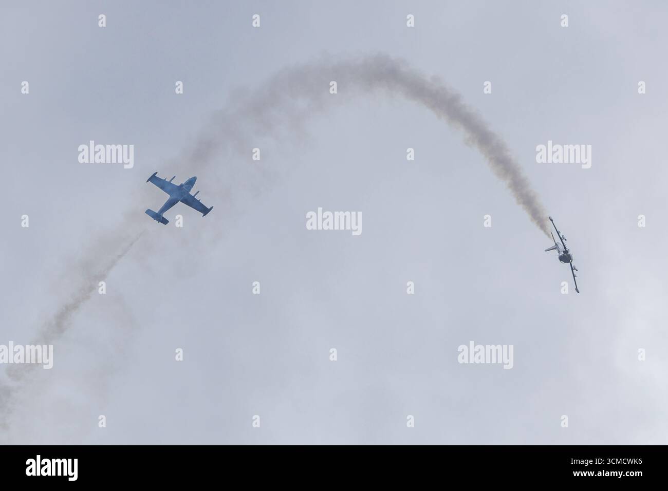 StrikeMaster pair, un duo di esibizioni di volo aereo che utilizza i modelli di jet da addestramento Strikemaster Mk82A e Mk80A: The International Ayr Show Festival of Flight. Foto Stock