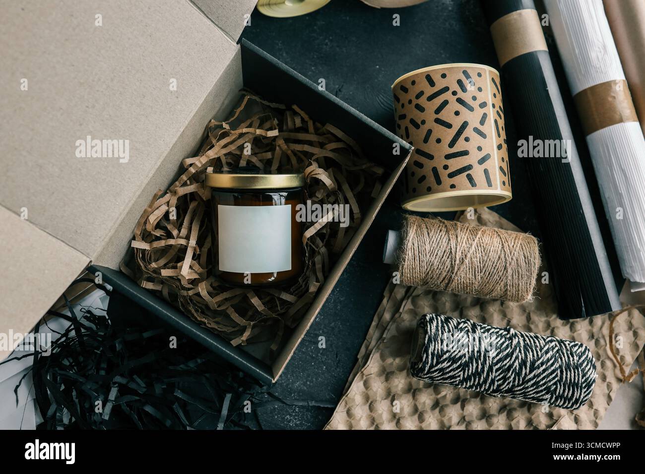 Modello isolato per il vostro logo su un concetto di prodotto e pacchetto. Foto Stock