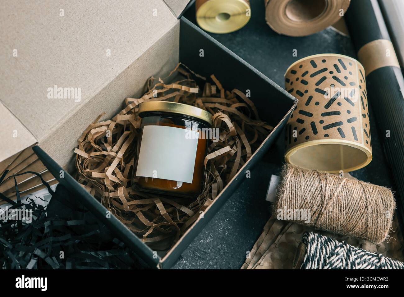 Modello isolato per il vostro logo su un concetto di prodotto e pacchetto. Foto Stock