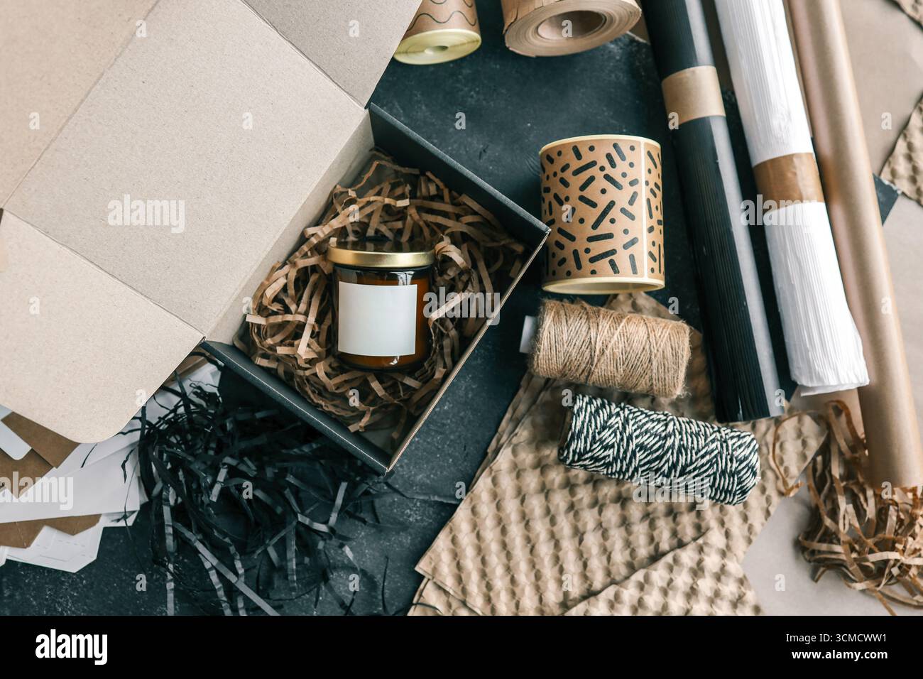 Modello isolato per il vostro logo su un concetto di prodotto e pacchetto. Foto Stock