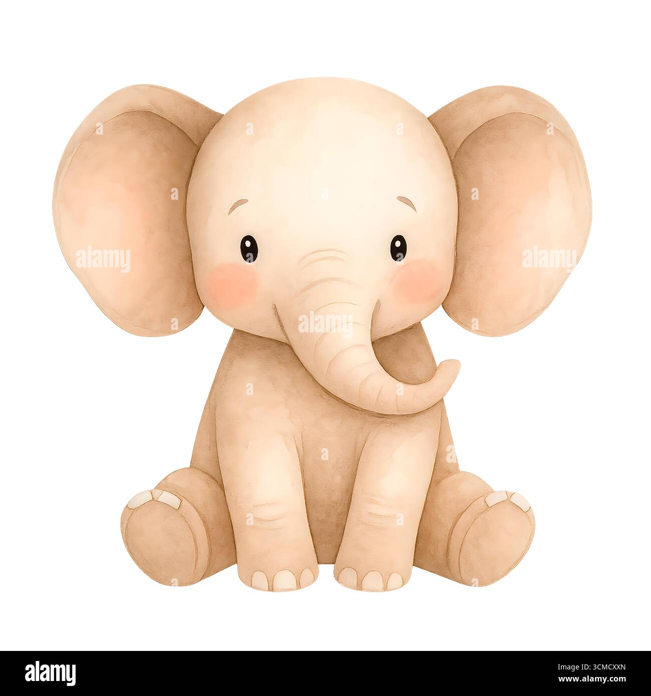 Acquerello Elephant Clipart – illustrazioni di simpatici elefanti per la Nursery e la Party Design Foto Stock