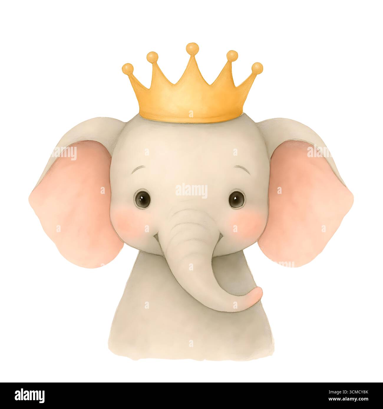 Acquerello Elephant Clipart – illustrazioni di simpatici elefanti per la Nursery e la Party Design Foto Stock