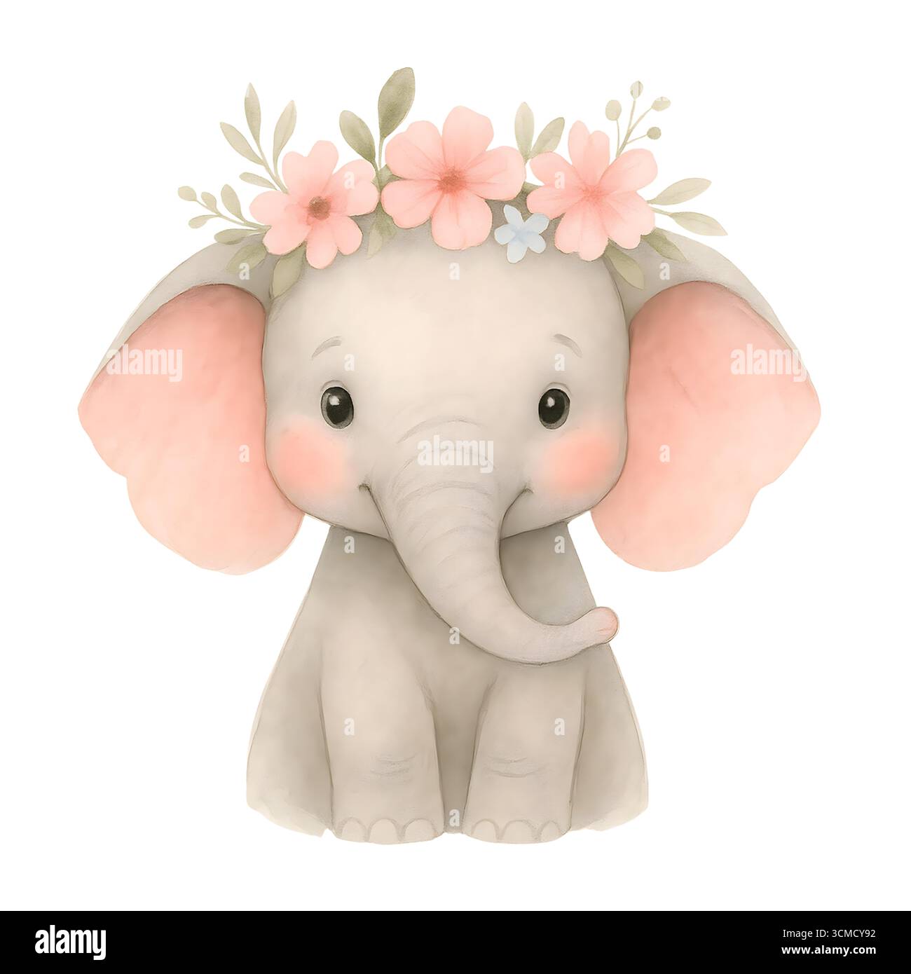 Acquerello Elephant Clipart – illustrazioni di simpatici elefanti per la Nursery e la Party Design Foto Stock