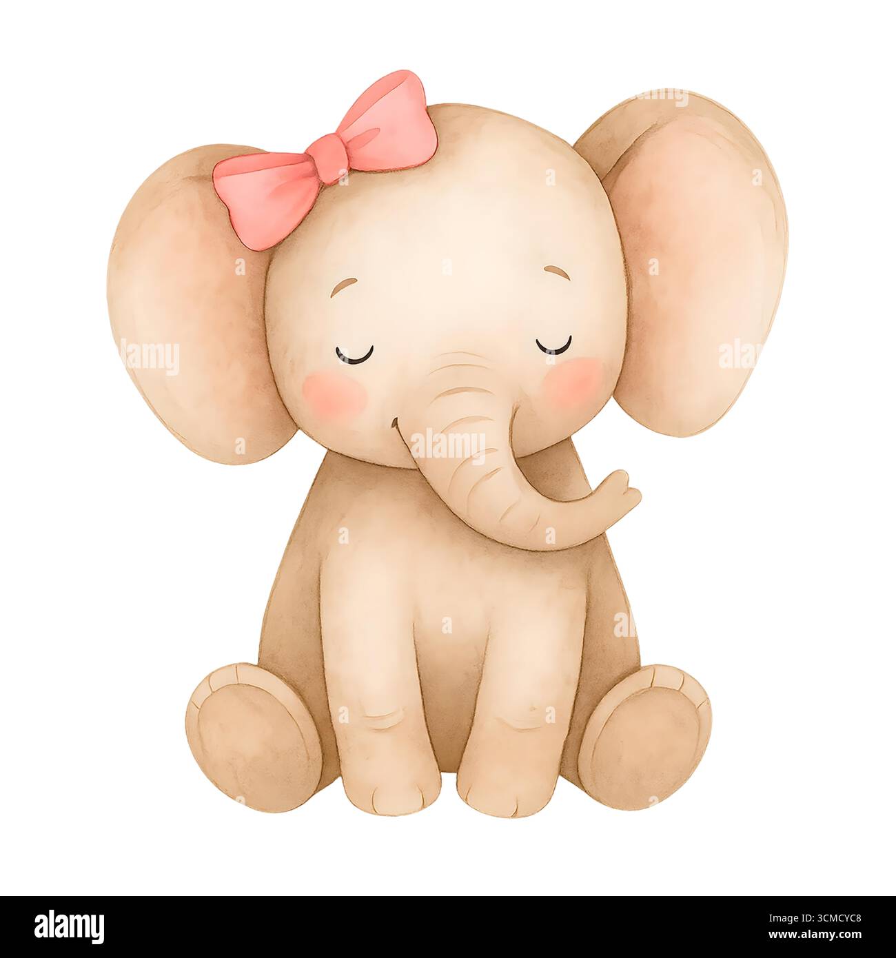 Acquerello Elephant Clipart – illustrazioni di simpatici elefanti per la Nursery e la Party Design Foto Stock