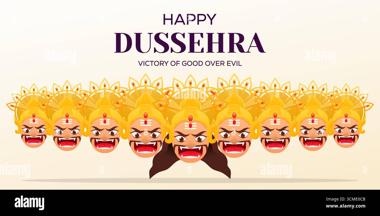 illustrazione banner orizzontale happy dussehra in stile gradiente Illustrazione Vettoriale