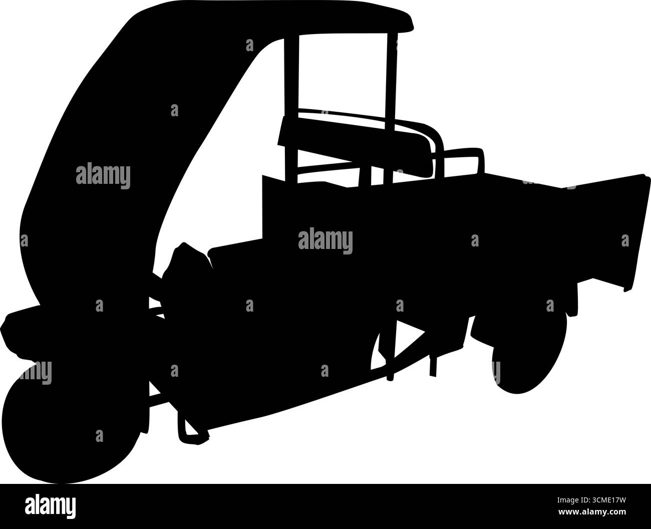 Illustrazione vettoriale isolata di tuk tuk. Modalità di trasporto africana e asiatica. Illustrazione Vettoriale