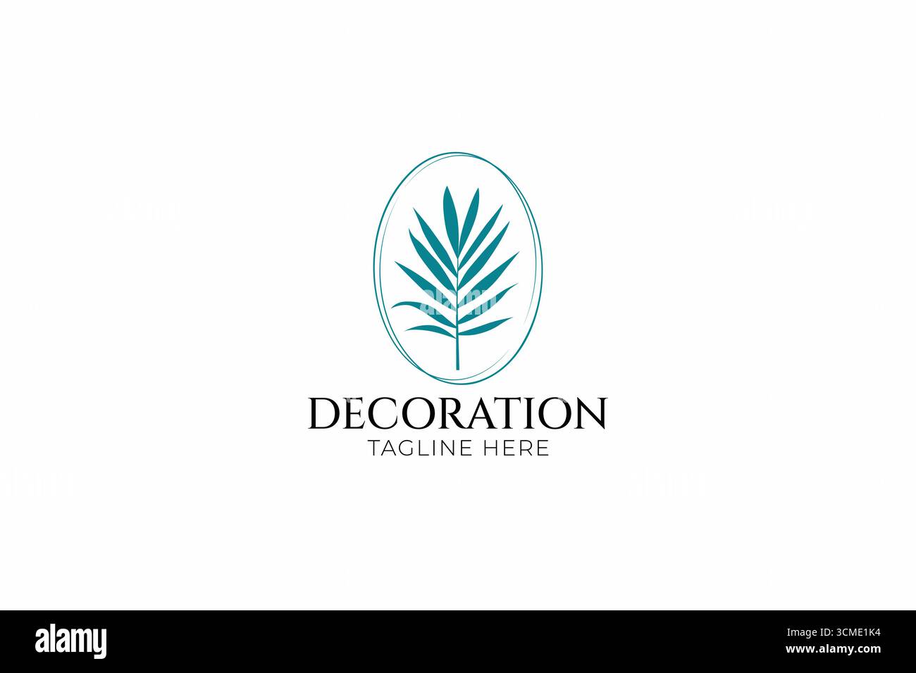 Decorazione con logo Palm Leaf concetto minimalista di identità del marchio Illustrazione Vettoriale