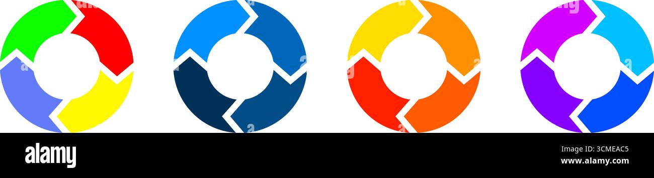 Grafici circolari con set di 4 segmenti - illustrazione vettoriale Illustrazione Vettoriale
