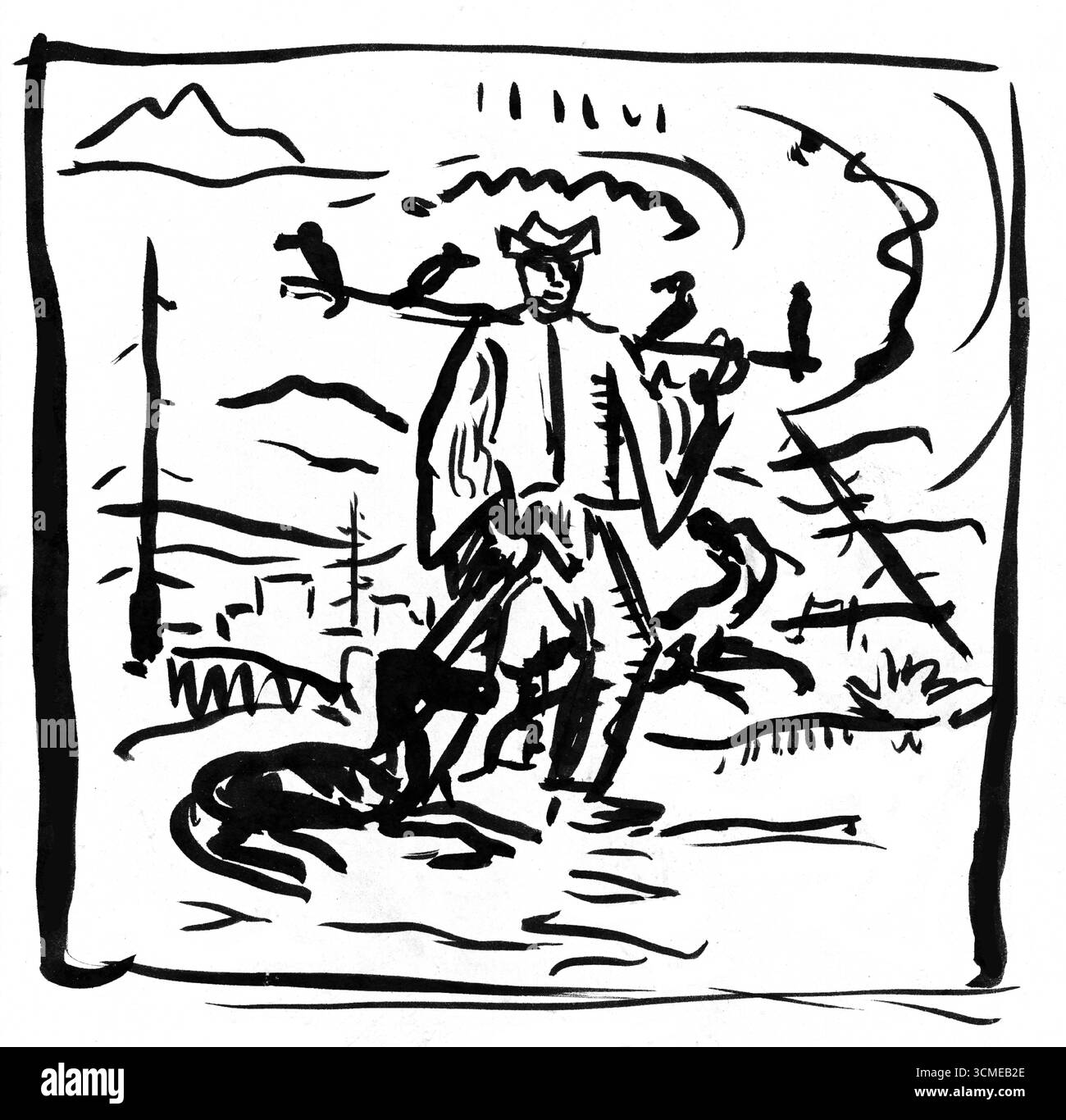 Wallach di Arnold Peter Weisz Kubincan - ritratto modernista ungherese dell'inizio del XX secolo, disegno figurativo, arte di pubblico dominio Foto Stock