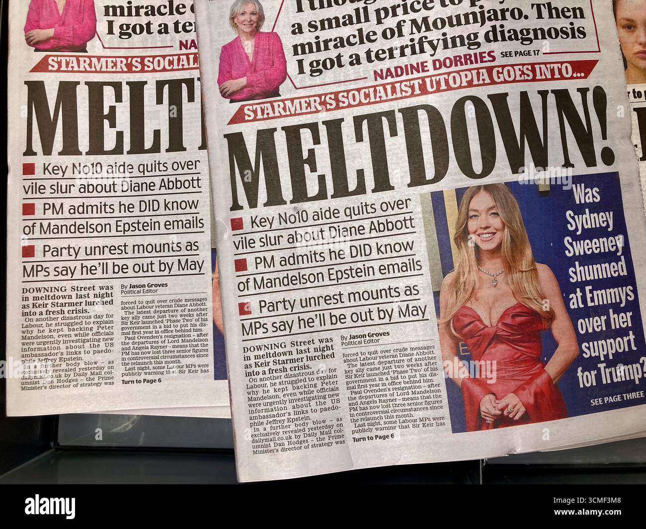 Un giornale britannico riporta i disordini del partito laburista mentre Keir Starmer si era nascosto in una nuova crisi Foto Stock